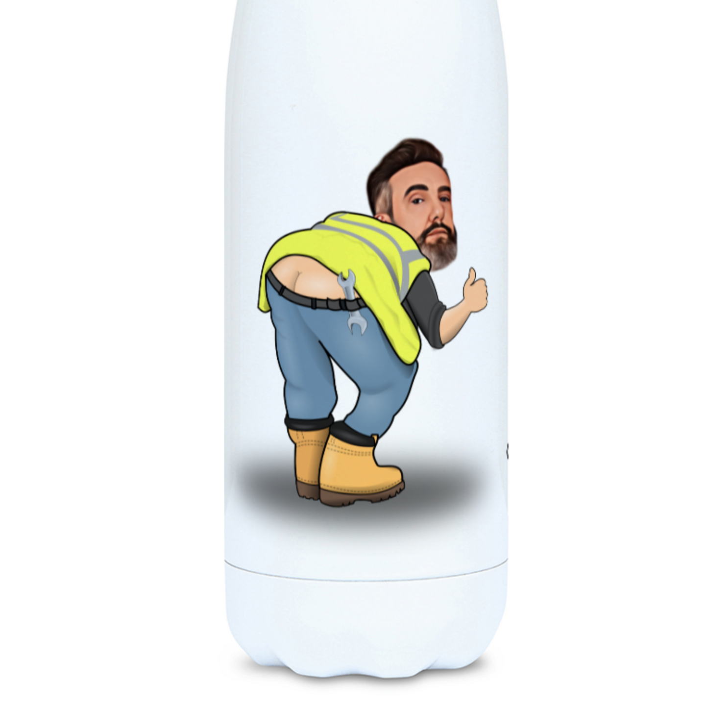 Funny Builder Bum Flask | Funny Gift for Workman - Workwoman - Ground Worker - Site Worker Water Bottle