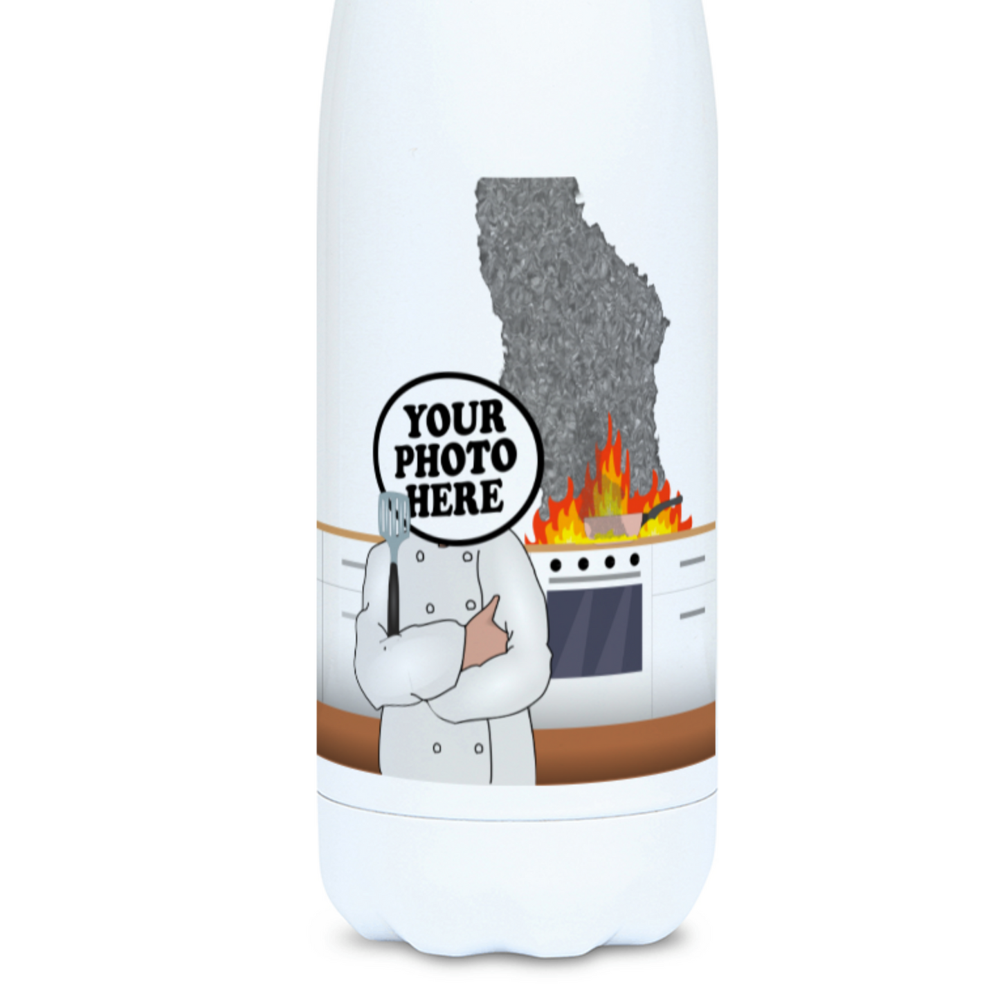 Funny Chef Kitchen Fire Flask - Custom Photo 500ml Water bottle