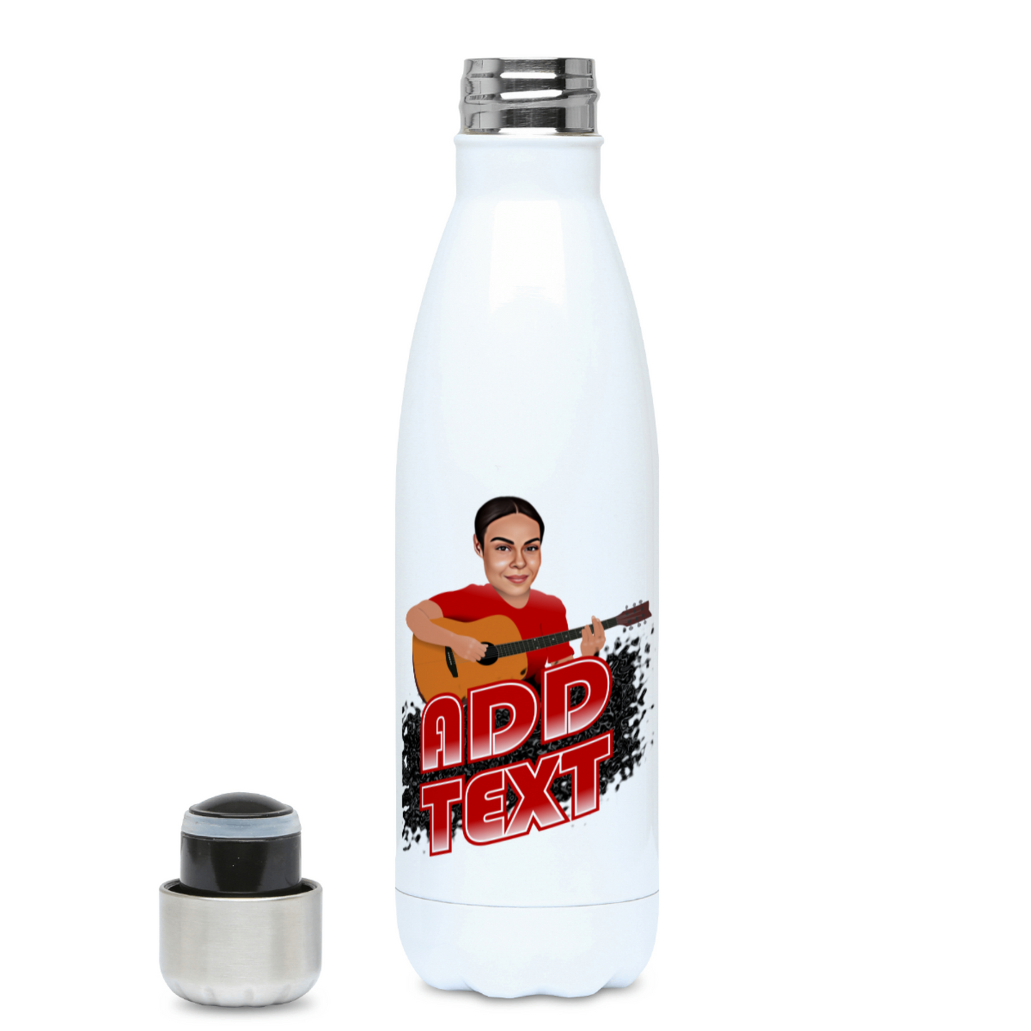 Funny Custom Photo Guitarist Flask - Music Lover Guitar Player Gift - 500ml Water Bottle