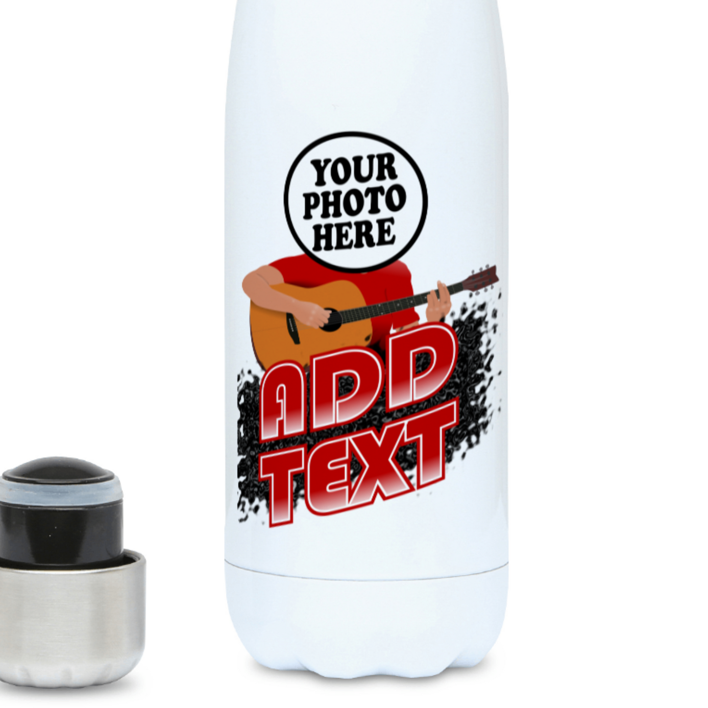 Funny Custom Photo Guitarist Flask - Music Lover Guitar Player Gift - 500ml Water Bottle