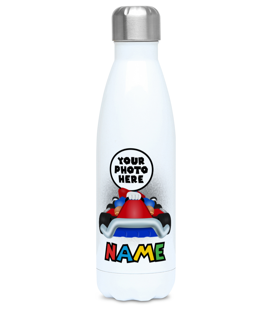 Funny Game Character Kart Water Bottle - Custom Photo Gaming 500ml Flask