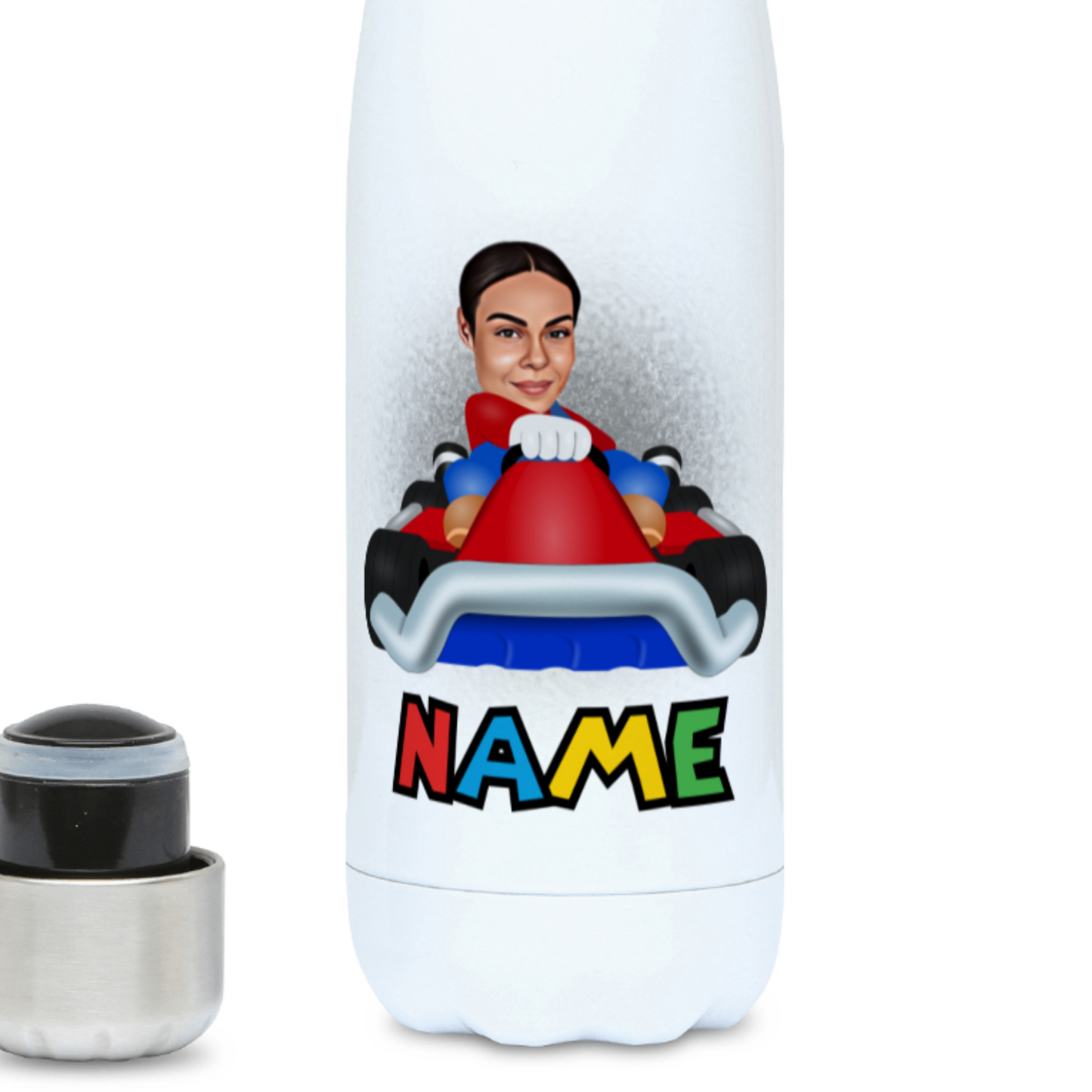 Funny Game Character Kart Water Bottle - Custom Photo Gaming 500ml Flask