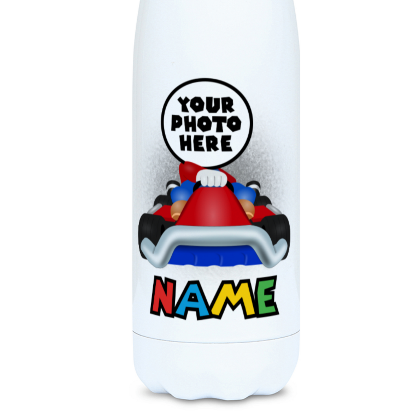 Funny Game Character Kart Water Bottle - Custom Photo Gaming 500ml Flask