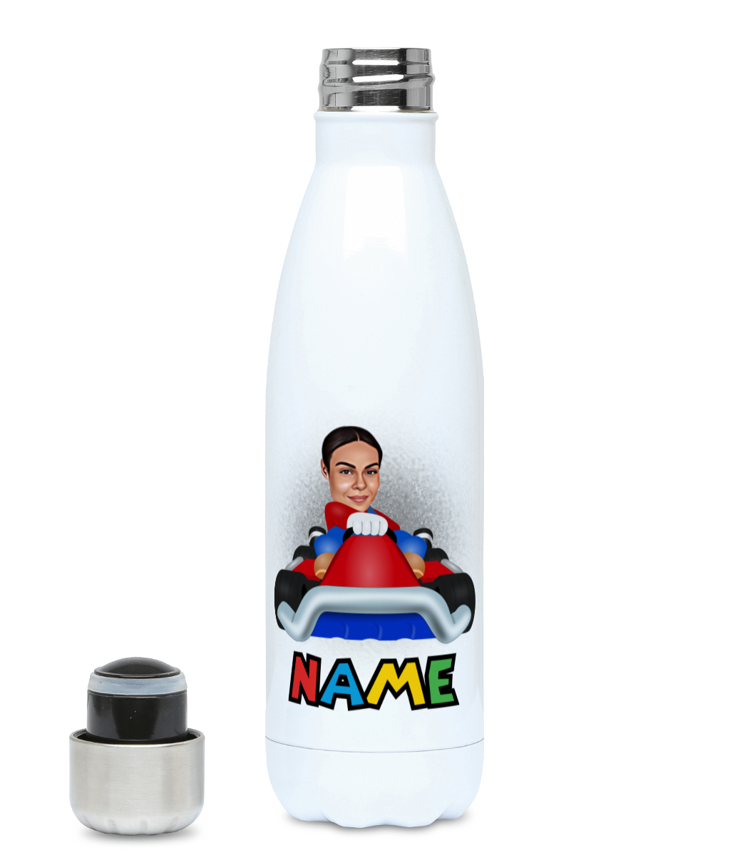 Funny Game Character Kart Water Bottle - Custom Photo Gaming 500ml Flask