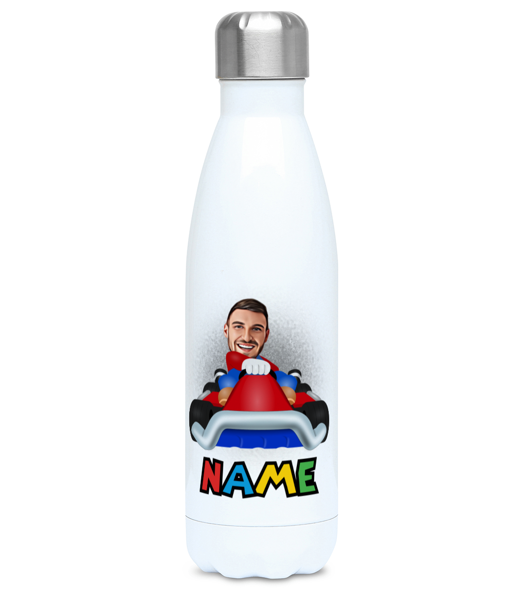 Funny Game Character Kart Water Bottle - Custom Photo Gaming 500ml Flask
