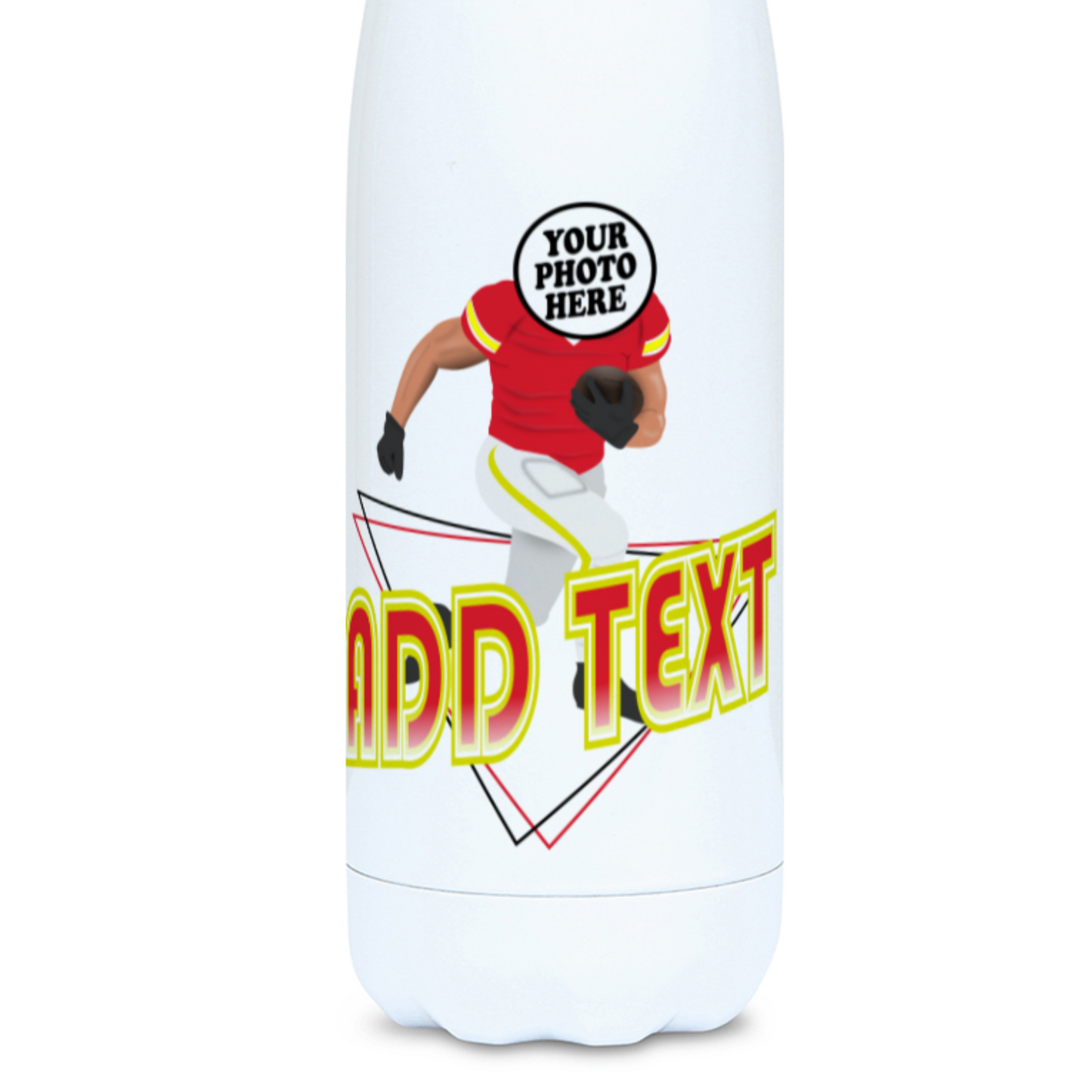 Custom Photo Football Flask - Superbowl-Inspired Water Bottle - Any Team Colours - American Football Gift - 500ml Flask