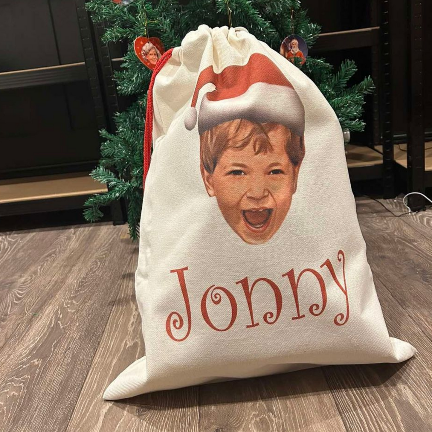Custom Face Christmas Santa Sack - Any Photo / Name Funny Xmas Gift Bag