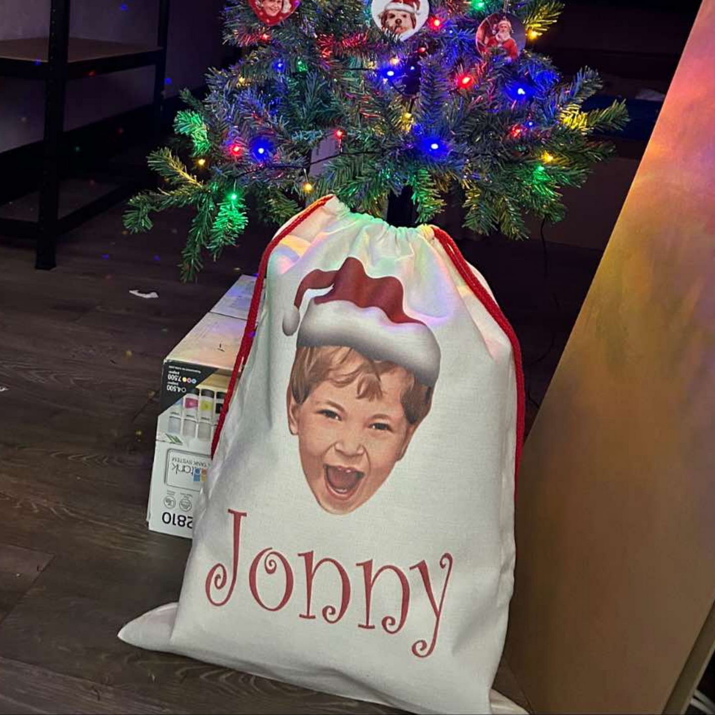 Custom Face Christmas Santa Sack - Any Photo / Name Funny Xmas Gift Bag