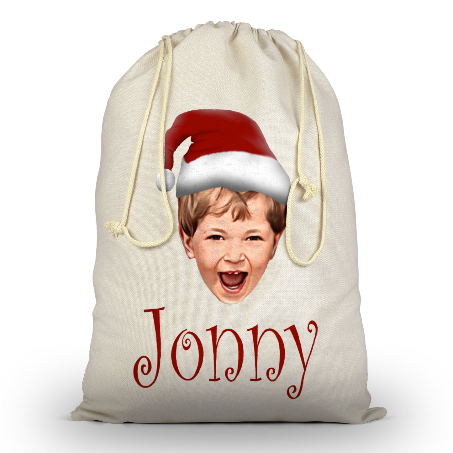 Custom Face Christmas Santa Sack - Any Photo / Name Funny Xmas Gift Bag