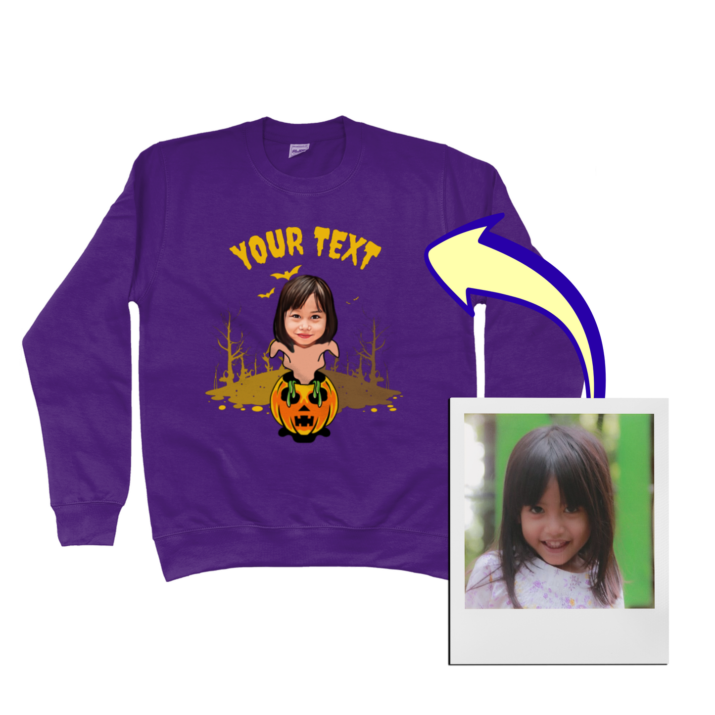 Ghostly Pumpkin Halloween Sweatshirt | Funny Trick or Treat - Halloween Party Jumper / Sweater