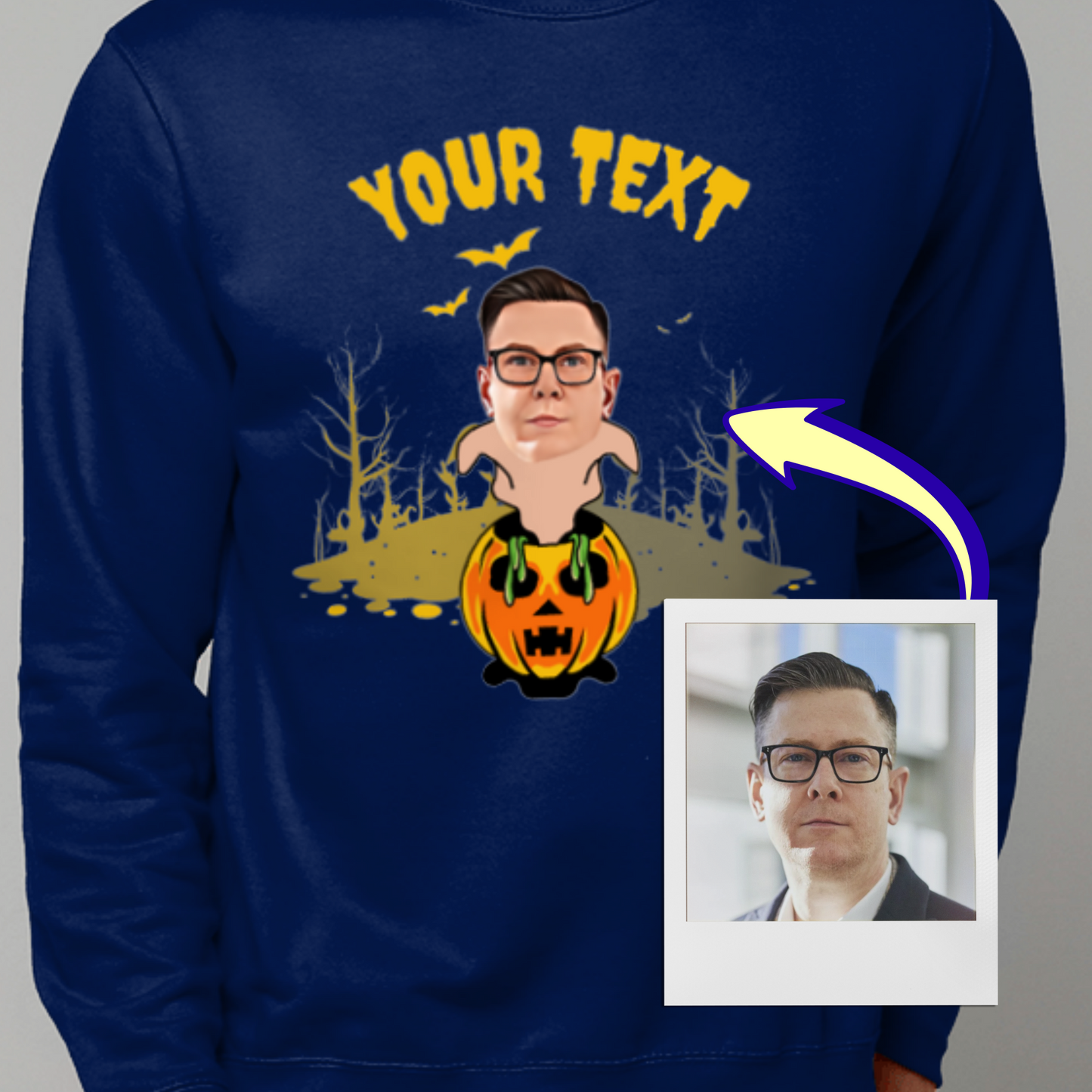 Ghostly Pumpkin Halloween Sweatshirt | Funny Trick or Treat - Halloween Party Jumper / Sweater