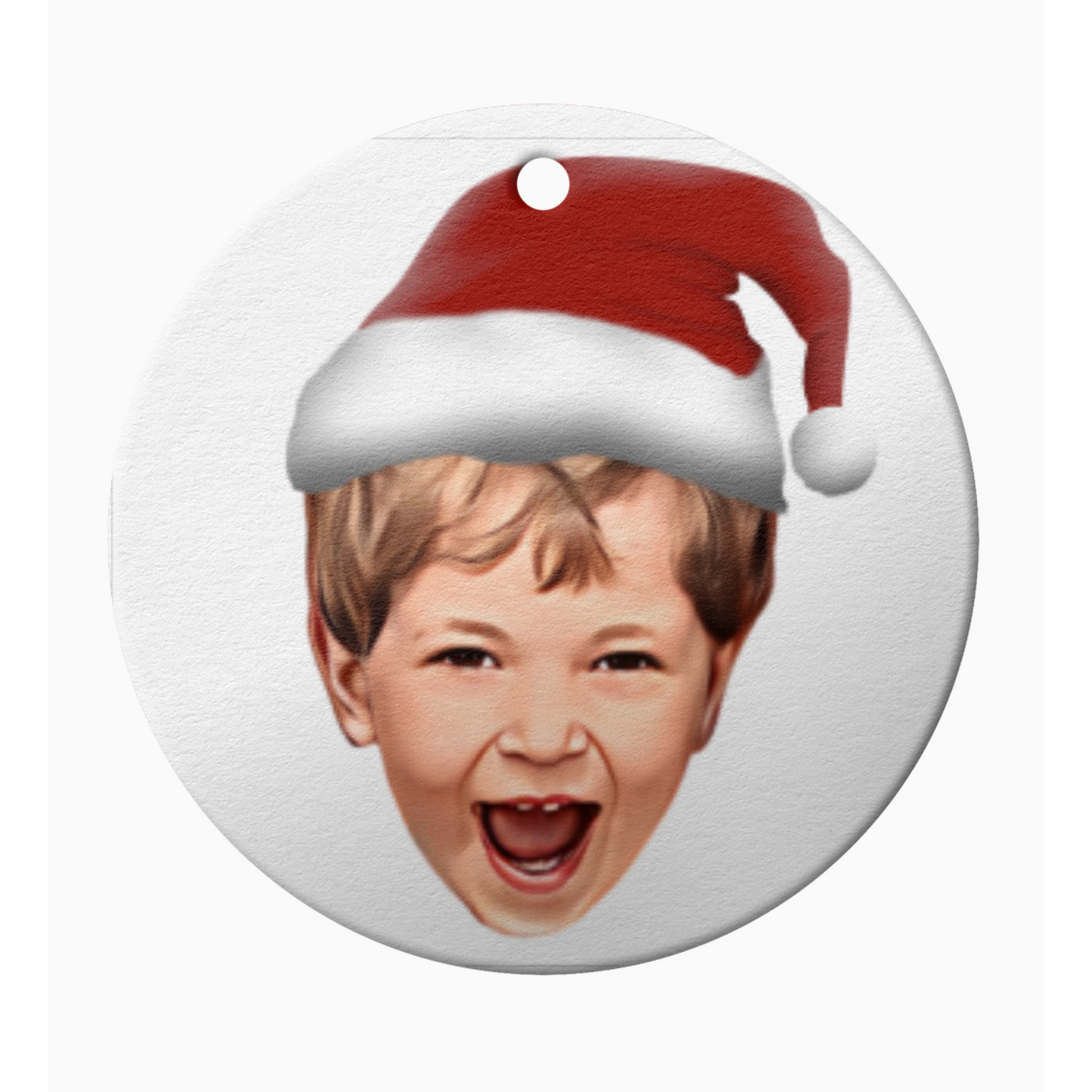 Santa Hat Head Christmas Tree Decoration - Ceramic Xmas Tree Ornament