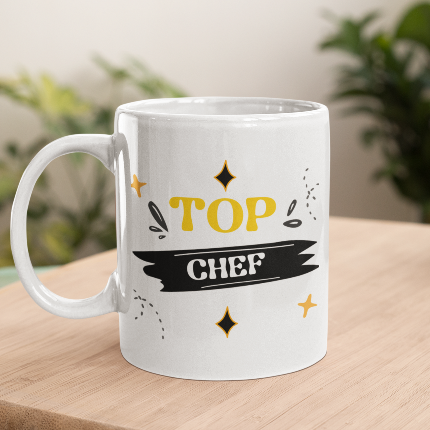 back of personalsed mug with caption "top chef"