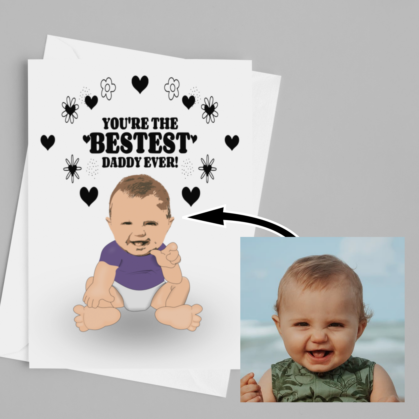 Bestest Daddy Ever Cute Baby Card