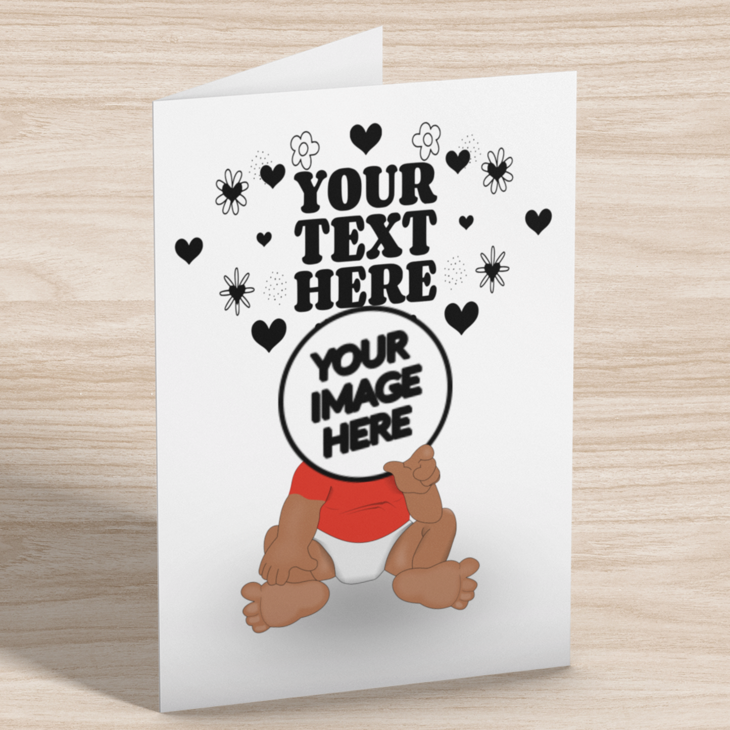 Bestest Daddy Ever Cute Baby Card showing "your image here"