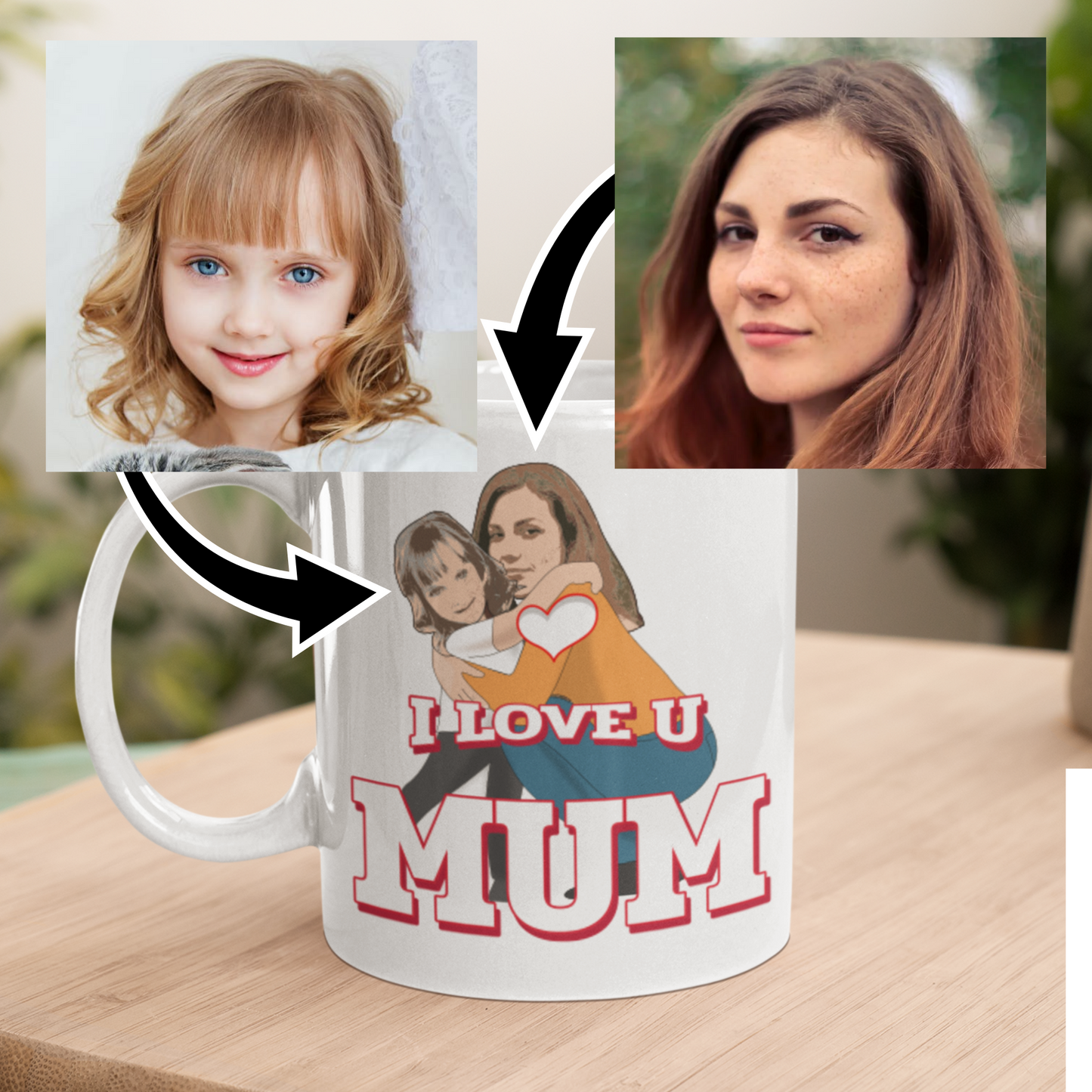Cute Personalised Mother and Child Custom Mug - Your Face Design 11oz / 15oz Mug
