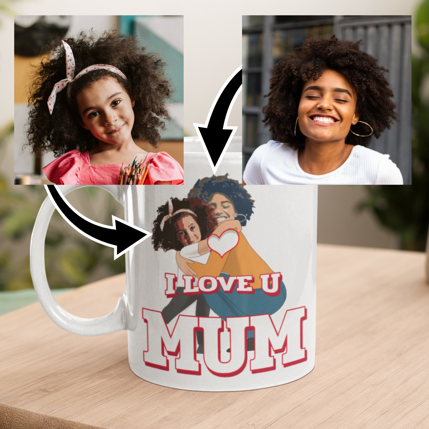 Cute Personalised Mother and Child Custom Mug - Your Face Design 11oz / 15oz Mug