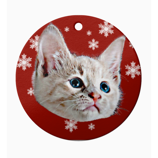 Xmas Snowflakes Custom Head / Pet Christmas Tree Decoration - Ceramic Christmas Tree Ornament