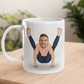 funny personalised photo Yoga Mug of man in funny yoga pose