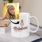 personalised photo mug of little girl as a princess with caption "princess"