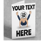 funny personalised photo Yoga greeting card of man in funny yoga pose with caption "your text here" shoawing "your image here""