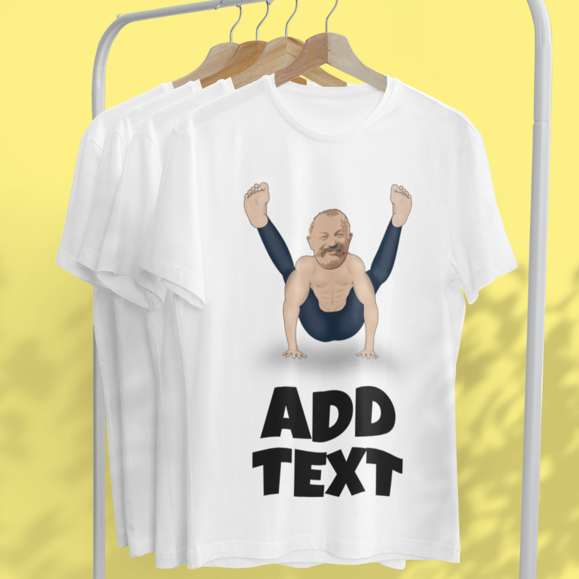 Funny Personalised Custom Yoga Pose T Shirt Your Photo Yoga Man Top Kustom Prezzie